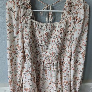 Flowered long sleeve top